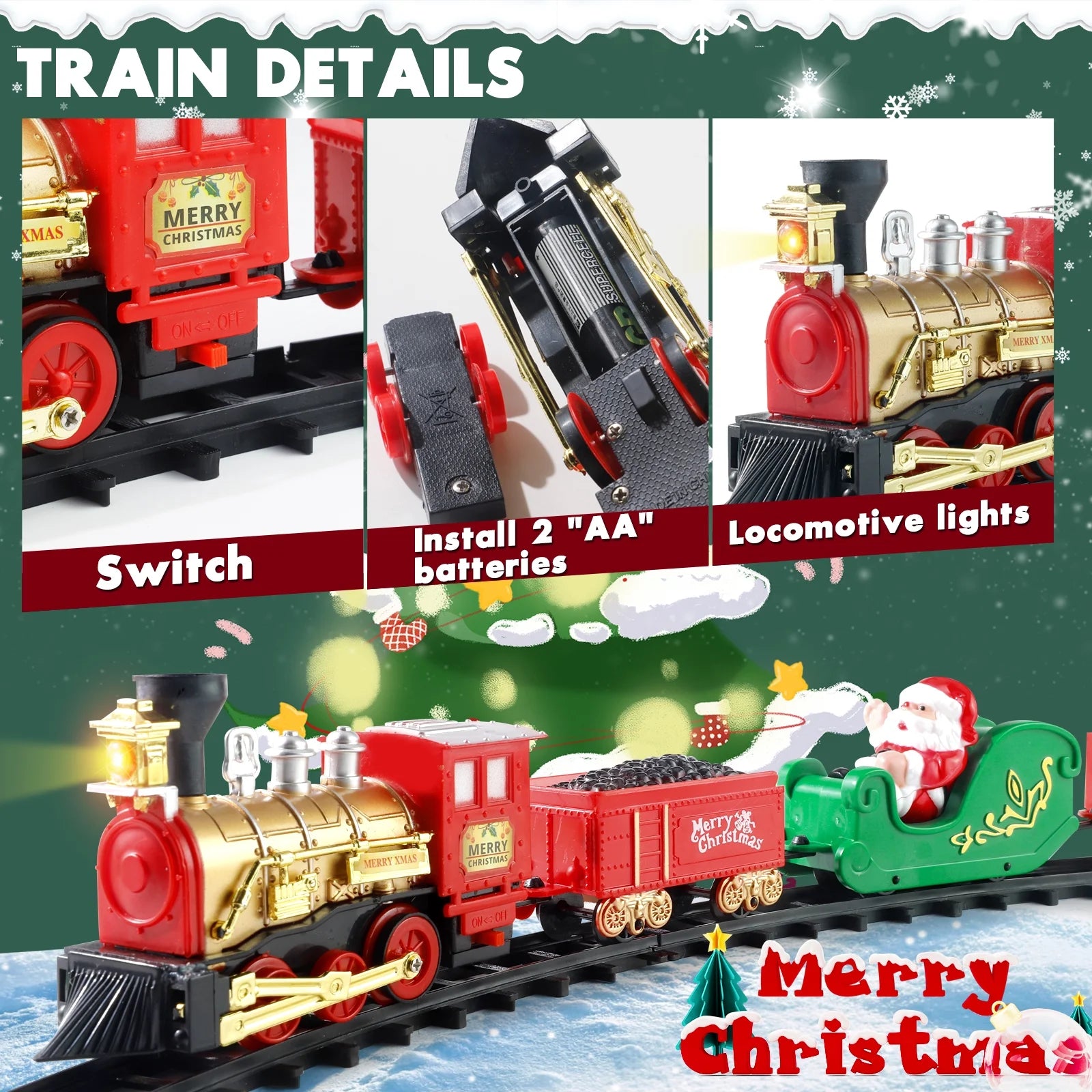 Christmas Train Set Electric Train Toy for Boys Girls Railway Kit under around the Christmas Tree with Sounds Lights Pet's Supplies |