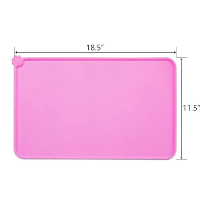 Silicone Waterproof Dog Cat Pet Food Mats Tray - Non Slip Pet Dog Cat Bowl Mats Placemat - FDA Grade Dog Pet Cat Feeding Mat-Pink Pet's Supplies |