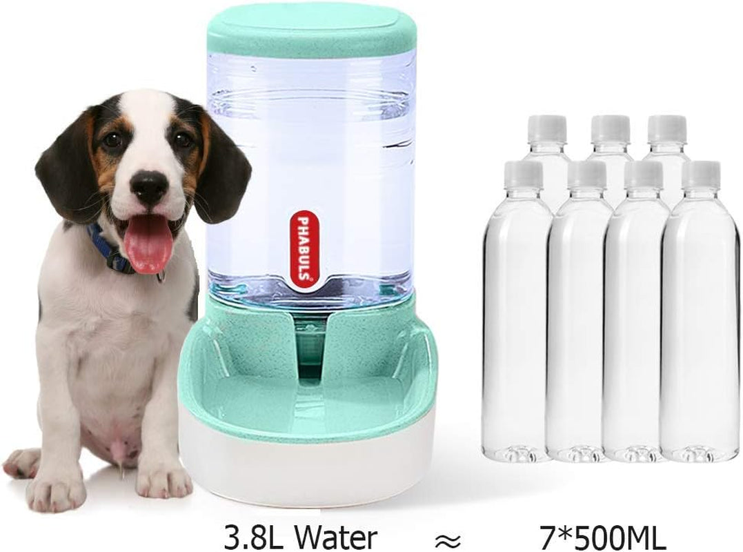 Dog Water Dispenser 1 Gallon Pet Water Dispenser Automatic Cat Feeder Large Capacity for Small and Medium Sized Pets（Green Water）