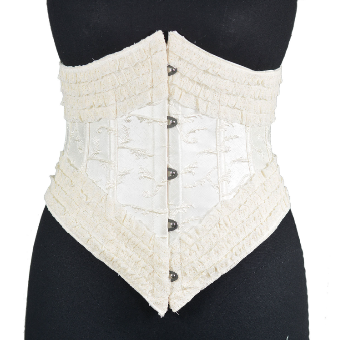 Milky white 5 button fishbone corset European and American corset outer wear court belly belt