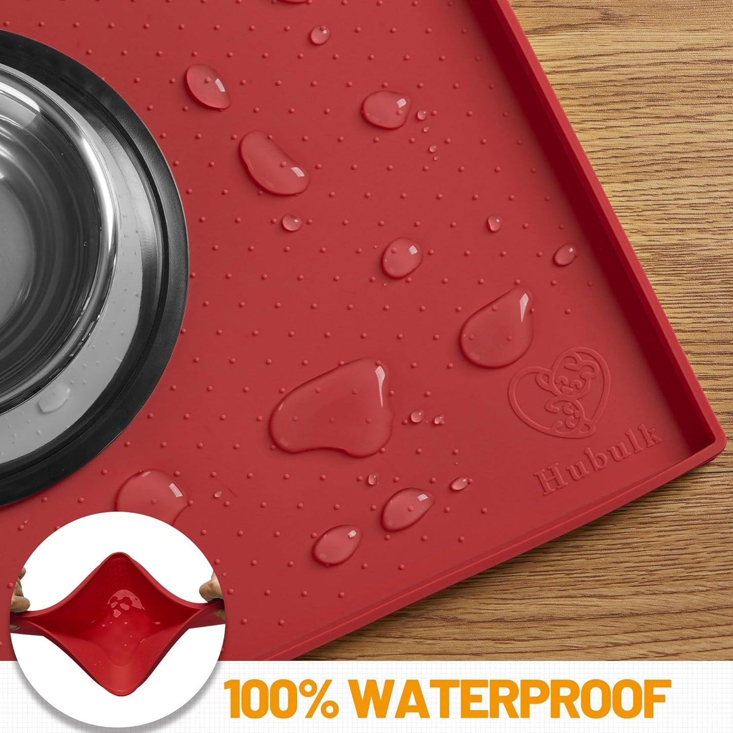 Dog Feeding Mat,100% Waterproof BPA Free Silicone Pet Food and Water Bowl Placemat,Dishwasher, High Raised Edge to Prevent Spills,Nonslip Tray to Stop Messes on Floor (19"X12"X0.5", Red) Pet's Supplies |