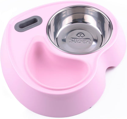 Multifunctional Automatic Feeders Dispenser - Portion Control Water Dispenser Bowl for Dogs & Cats, Mess Free, No More Dripping Beard Light Pink Pet's Supplies |