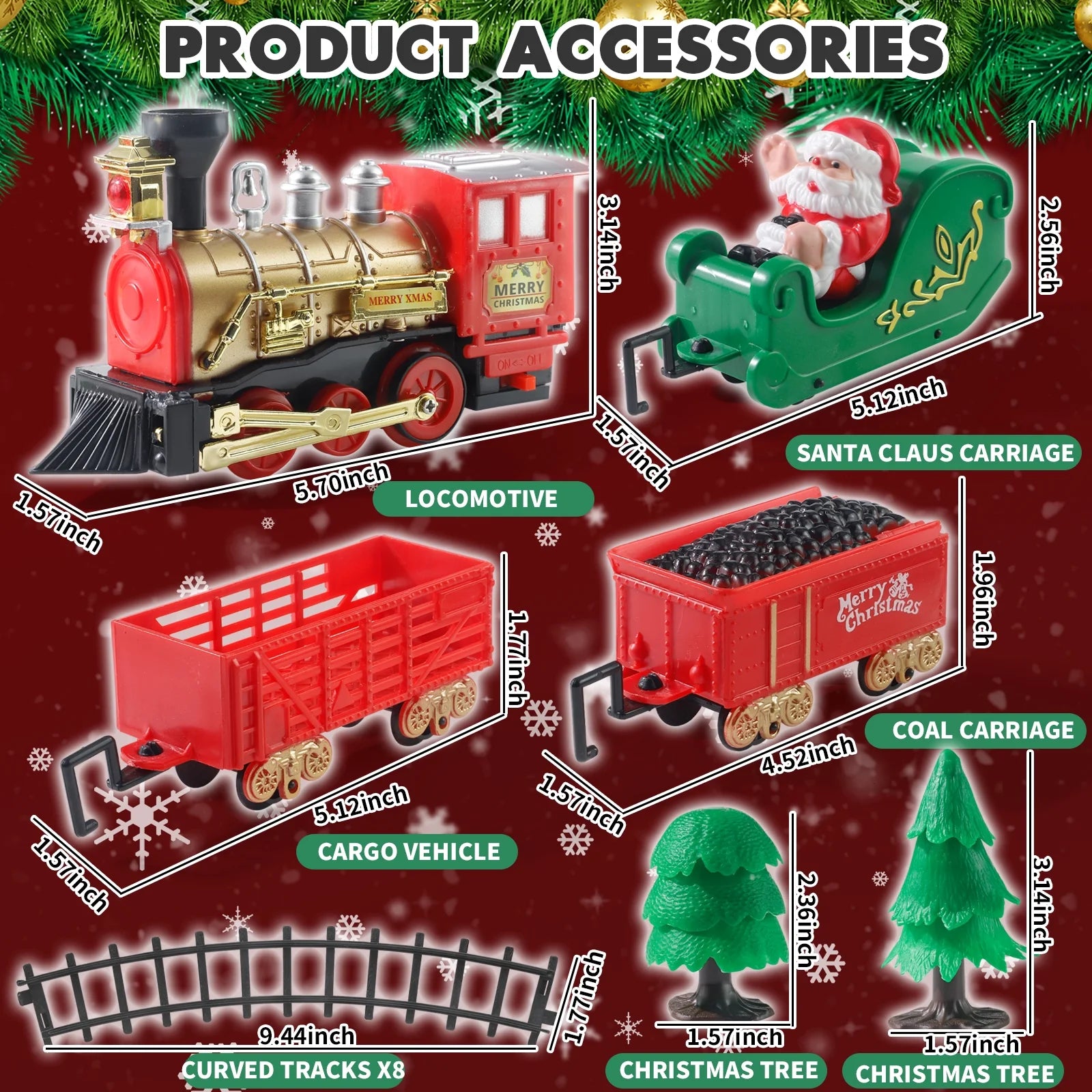 Christmas Train Set Electric Train Toy for Boys Girls Railway Kit under around the Christmas Tree with Sounds Lights Pet's Supplies |