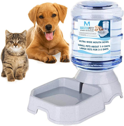 Automatic Dog Water Bowl with Wide Bowl for Dogs Cats Small Pets under 30 Lbs, 1 Gallon 3.8 Liter Capacity Replendish Gravity Waterer with Safety Twist Lock Opening, Dog Food Recipe Ebook Included Pet's Supplies |