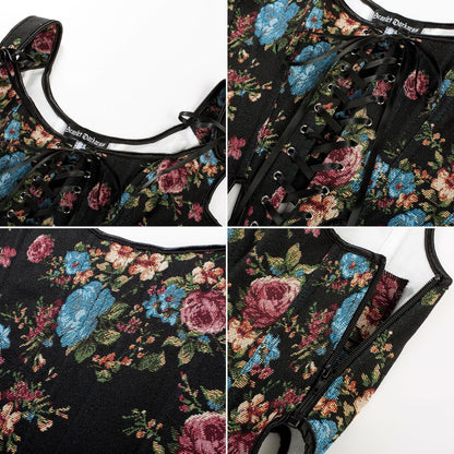 Scarlet Darkness Corset Tops for Women Renaissance Corset Floral Lace Up Bodyshaper Bustier