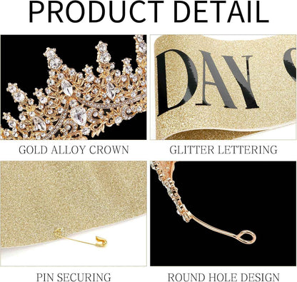 Gold Crown for Women Crystal Princess Tiaras Rhinestone Queen Headband Wedding Bridal Hair Accessories Birthday Prom Pageant Party Coming of Age Ceremony Photo Props