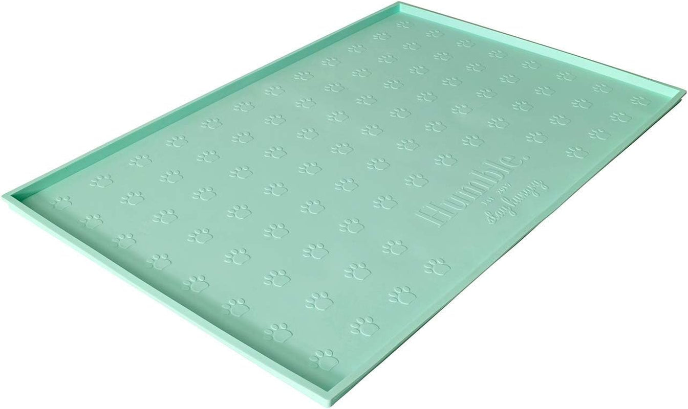 Food Mat Feeding Tray - Non-Slip, Anti-Spill, Raised Dog Food Mat, Easy Clean Waterproof - Premium Quality Silicone - Perfect for Dog Bowl Mat and Cat Feeding Mat Tray, 24"X16" (Cool Mint) Pet's Supplies |