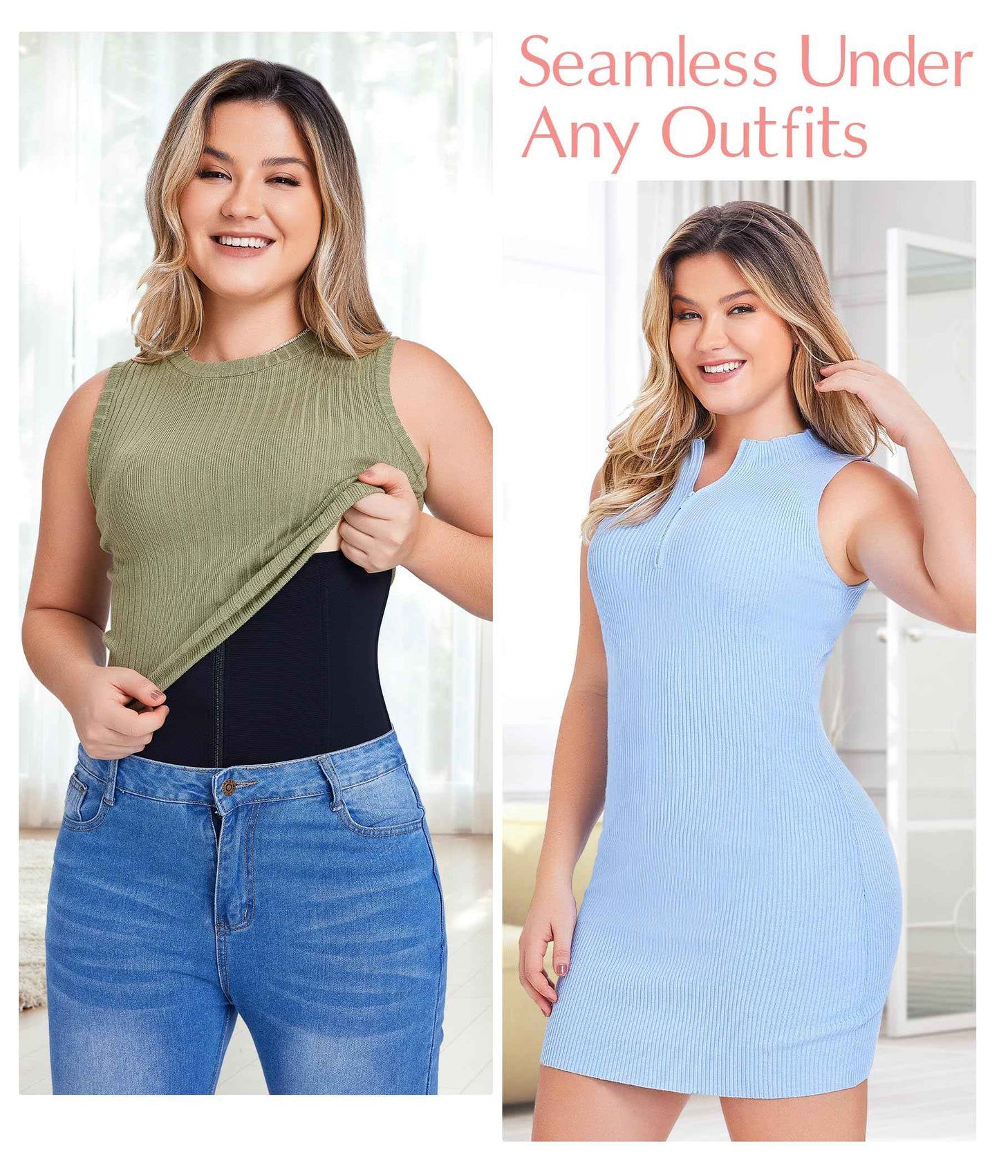 MERYOSZ Waist Trainer Corset Zipper Tummy Control Shapewear Breathable Waist Cincher for Women Body Shaper Sport Girdle