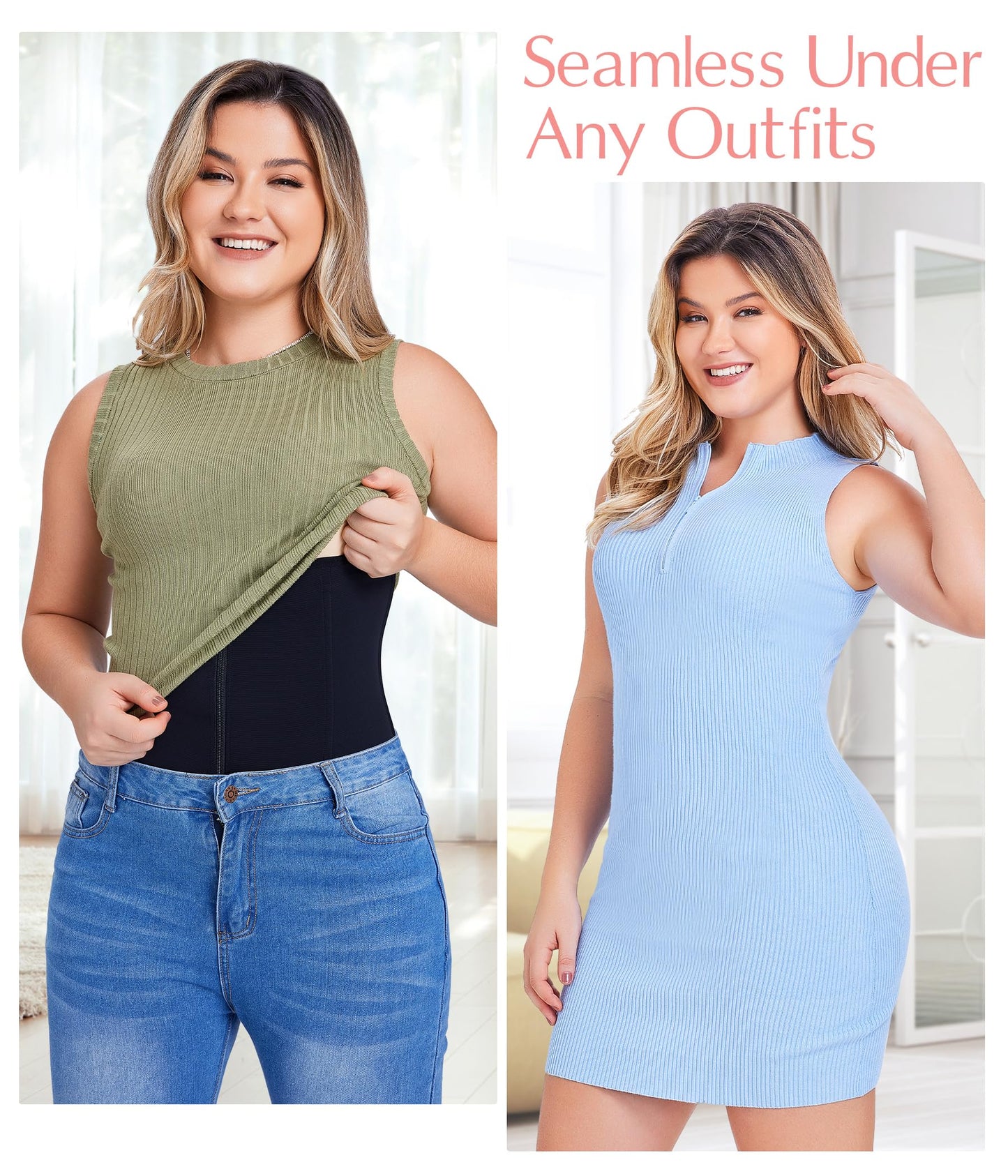 MERYOSZ Waist Trainer Corset Zipper Tummy Control Shapewear Breathable Waist Cincher for Women Body Shaper Sport Girdle