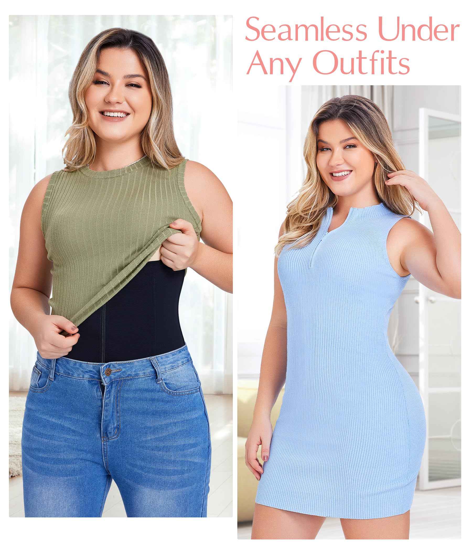 MERYOSZ Waist Trainer Corset Zipper Tummy Control Shapewear Breathable Waist Cincher for Women Body Shaper Sport Girdle