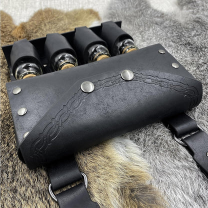 Medieval Alchemy Belt Waist Pack Combo with Multiple Potion Bottles, Viking Rivet Belt Side Pouch for Cosplay