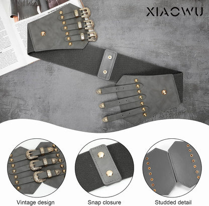 Renaissance Corset Belt for Women Wide Leather Waist Belt for Dresses and Costumes