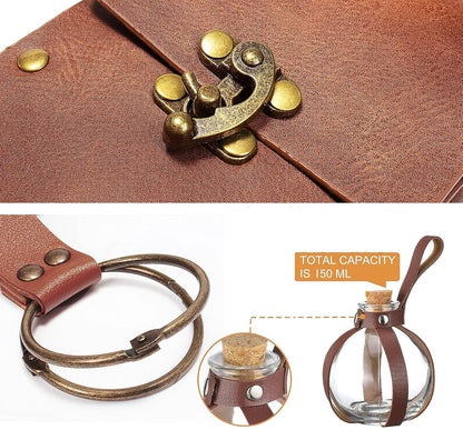Belt Pouch Waist Bag Fanny Pack Steampunk Phone Holder Medieval Bag Leather Belt Renaissance Cosplay Costume Accessories (Tri-Black)