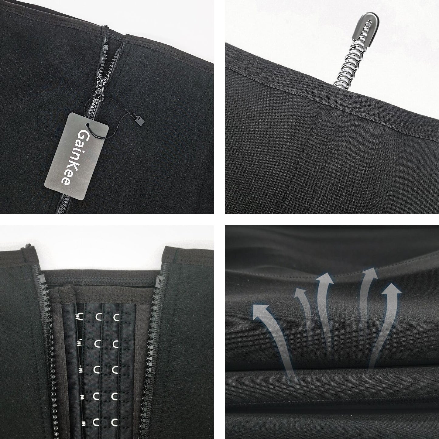 GainKee Clip and Zip Waist Trainer Corset Women Neoprene Worked Out Sweat Vest Body Shaper