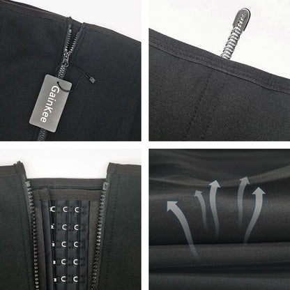 GainKee Clip and Zip Waist Trainer Corset Women Neoprene Worked Out Sweat Vest Body Shaper