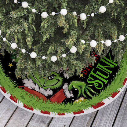 The Grinch Christmas Tree Skirt for Xmas Holiday Party Decorations,48Inch Grinch Decorations Gifts Funny Home Decor Pet's Supplies |