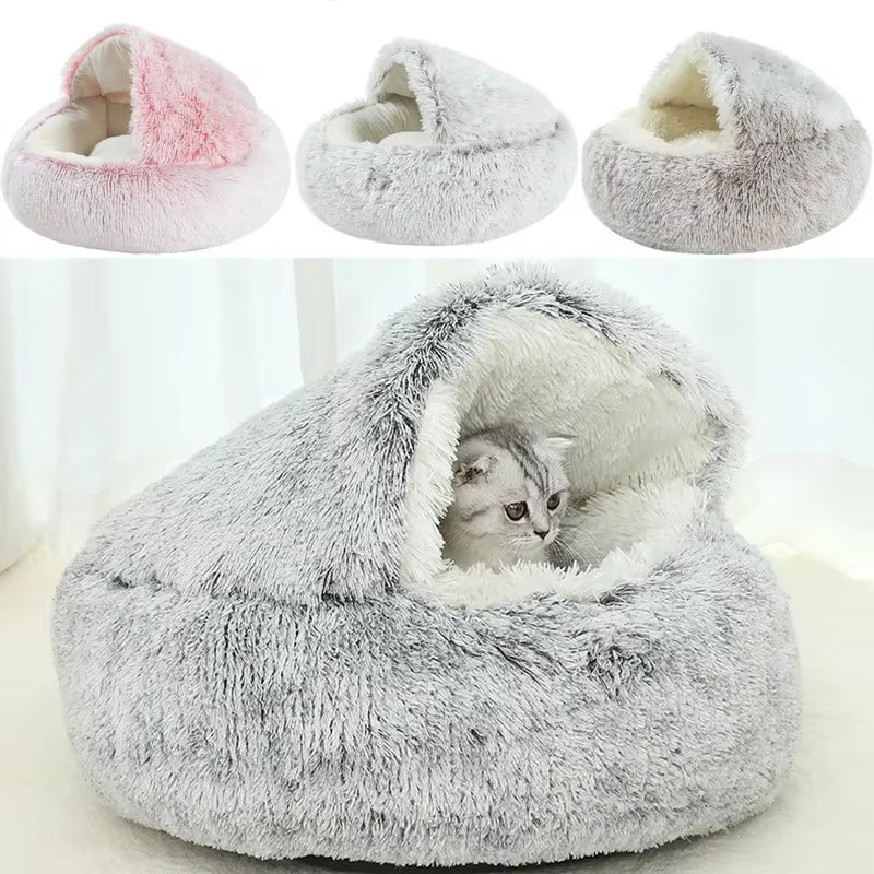 Winter Plush Pet Cat Bed round Cat Cushion Cat House 2 in 1 Warm Cats Basket Pet Sleep Bag Kitten Nest Kennel for Small Dog Cats Pet's Supplies |