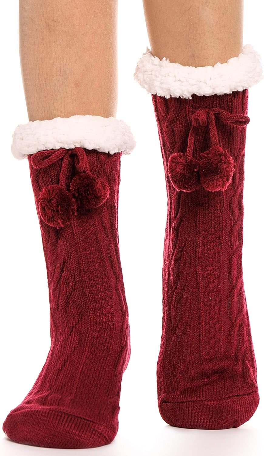 ANTSNAG Womens Slipper Socks Fuzzy Fluffy Cabin Cozy Winter Thick Warm Comfy Fleece Soft Grips Christmas Socks