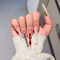 Milk white cross wearing nail patch