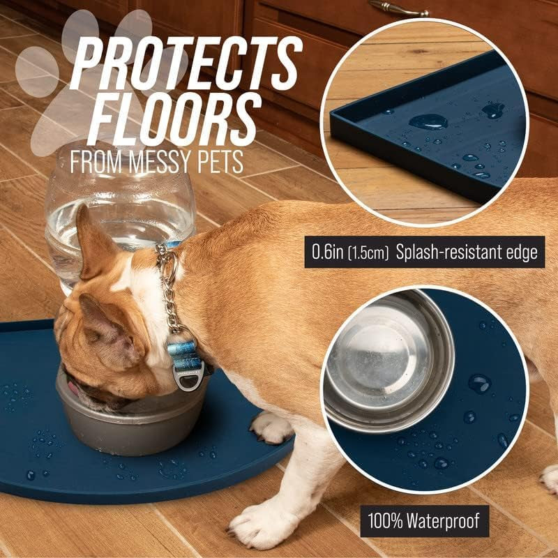 Fountain Mat, Silicone Water Mat Designed for Pet Fountains, Dog Gravity Water Bowls, Mats for Automatic Dispensing Cat Feeders up to 14" Diameter (Large- 26 X 25 Inches, Grey) Pet's Supplies |