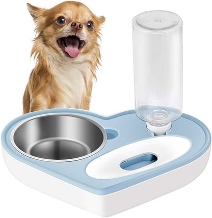 Automatic Pet Feeder 2-In-1 Cat Feeding Dispenser Detachable Dog Water Bottle and Food Bowl Heart Shaped (Blue) Pet's Supplies |