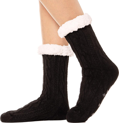 ANTSNAG Womens Slipper Socks Fuzzy Fluffy Cabin Cozy Winter Thick Warm Comfy Fleece Soft Grips Christmas Socks