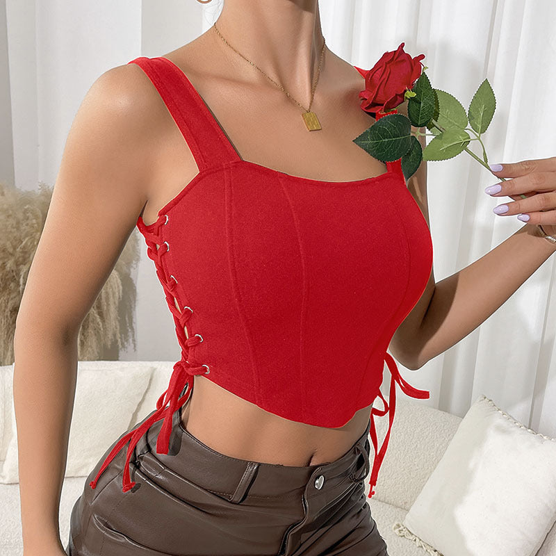 Strap waist slimming black vest tight fishbone corset sexy camisole vest
