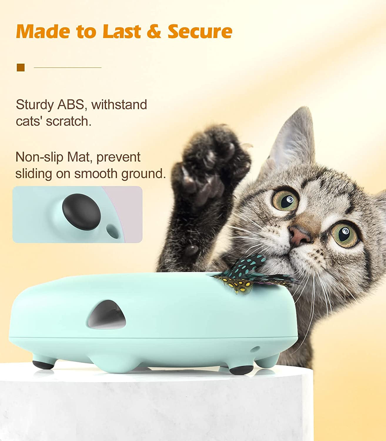 Automatic Interactive Cat Exercise Toy with Rotating Feathers - Electronic Teaser for Indoor Cats 