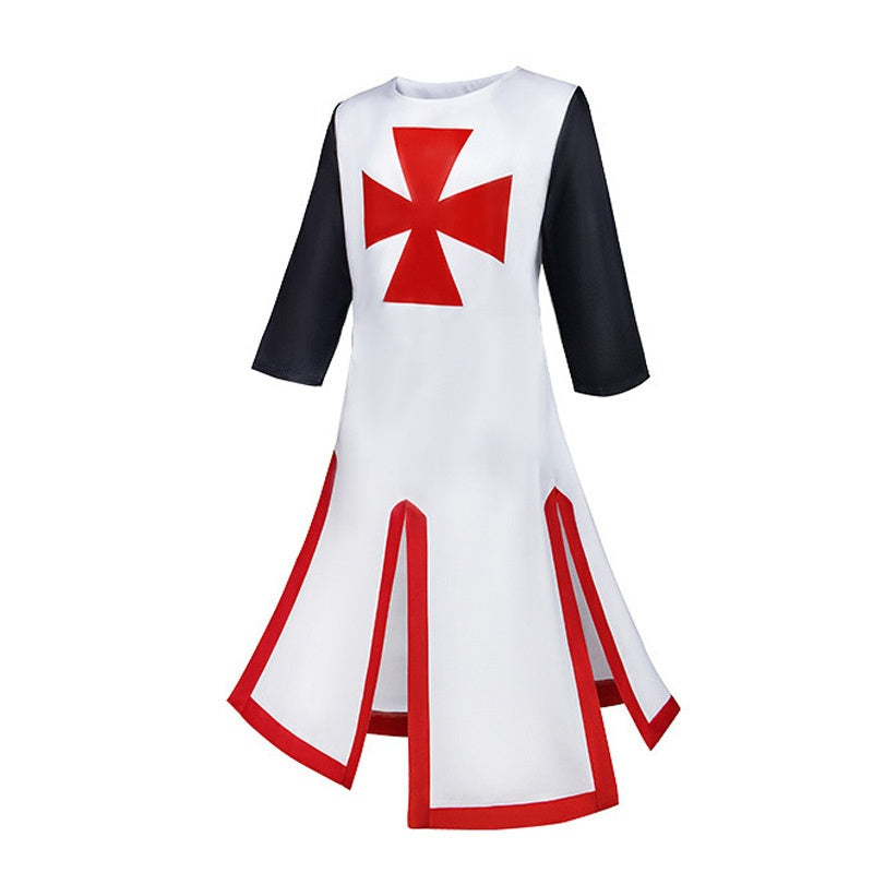 Halloween Costume Medieval Corset Cut-Out Patchwork Men's Top Templar Knight Foreign Trade Drop Shipping