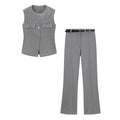 Herringbone A-line vest+flared leggings
