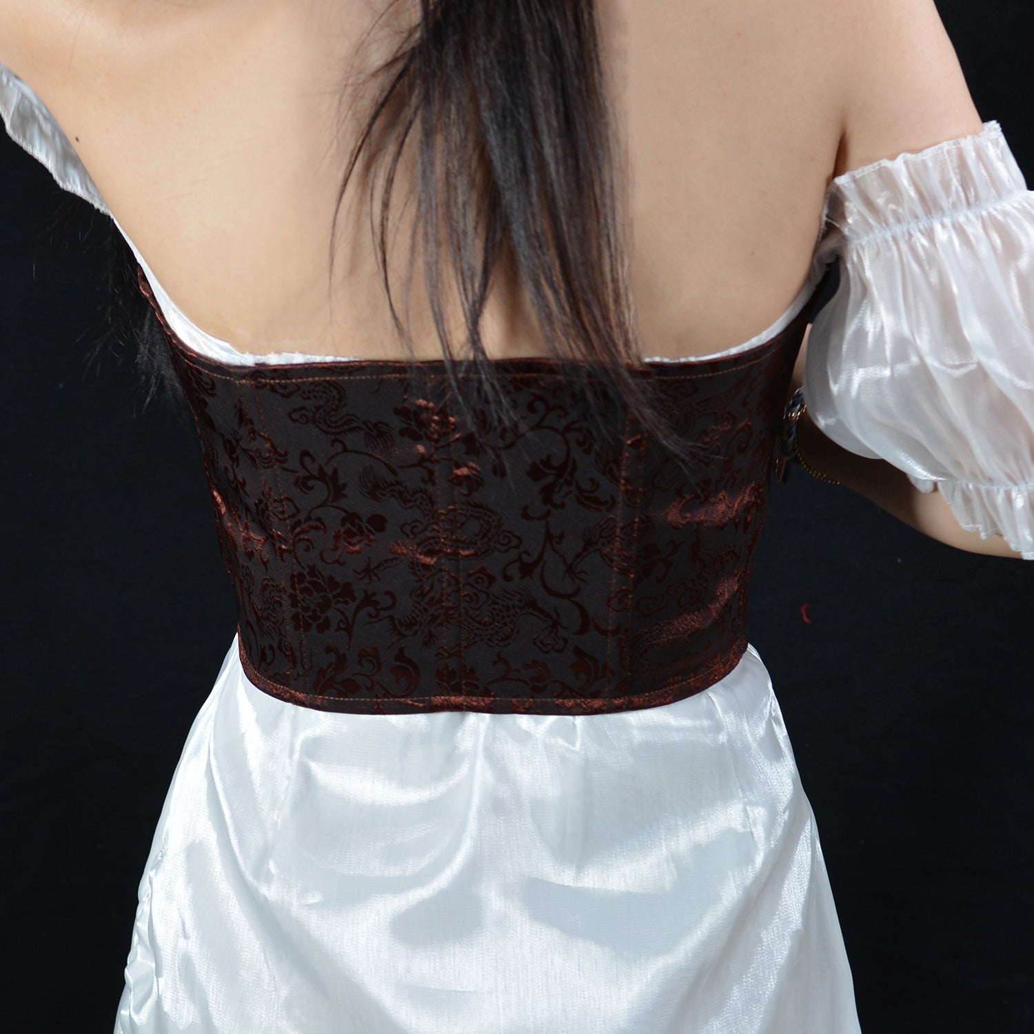 Xiaolong embroidery jacquard strapless front strap corset vest women's top