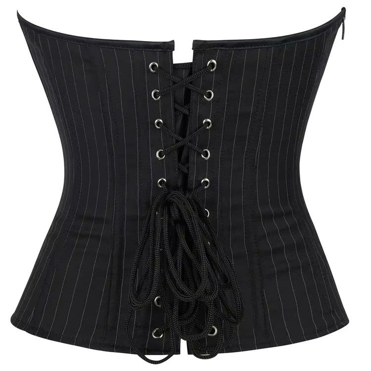 Striped Steel Ring Cup Crop Corset Top with Bust Support ndash Women's Bodycon Shaping Garment