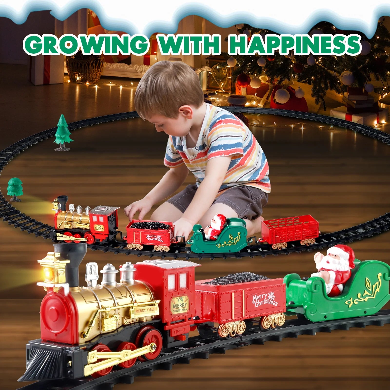 Christmas Train Set Electric Train Toy for Boys Girls Railway Kit under around the Christmas Tree with Sounds Lights Pet's Supplies |