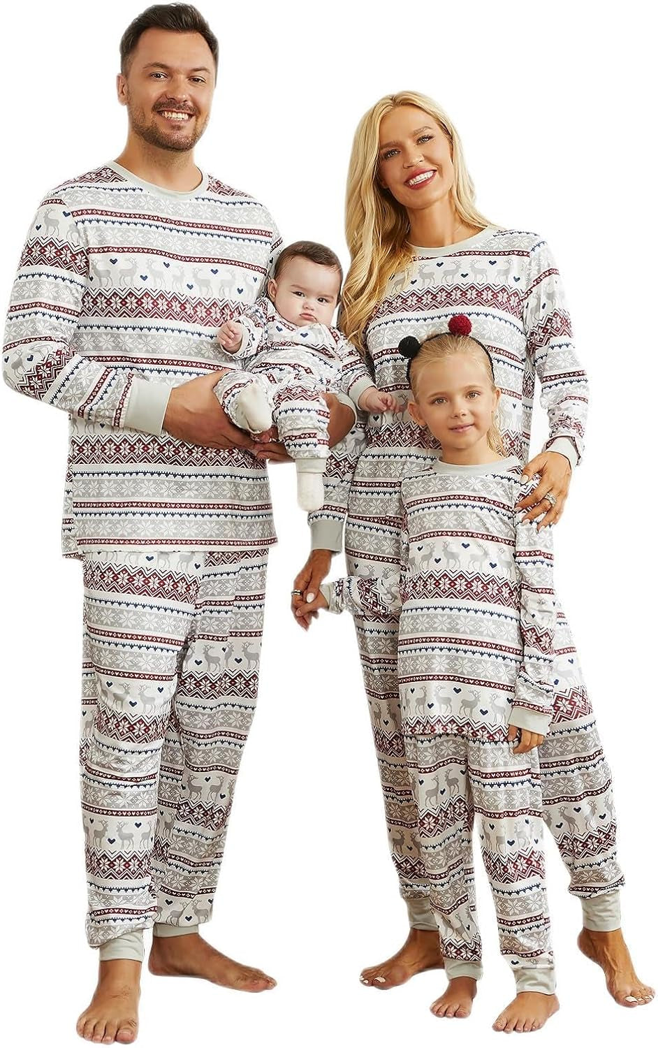 Christmas Pajamas for Family, Matching Family Christmas Pjs Sets Red Elk Tree Printed Top Sleepwear