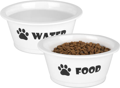 Set of 2 Ceramic Dog Cat Bowl Set, Pet Porcelain Food and Water Feeder Dish Bowls with anti Slip Band, Dishwasher and Microwave Safe (Medium) Pet's Supplies |