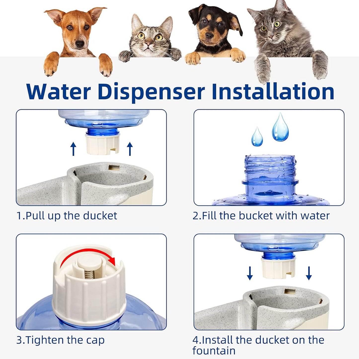 Self-Dispensing Dog Cat Pet Food Water Dispenser, 3.8L Capacity, Gray