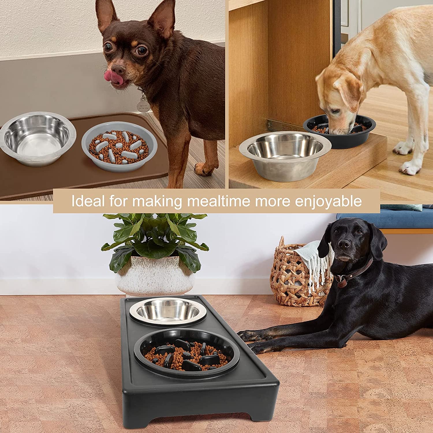 Dog Bowl Slow Feeder - Fun Maze Puzzle, Bpa-Free Plastic, Promotes Healthy Eating, Fits Elevated Feeders, Non-Slip, Suitable for All Food Types, 600Ml Pet's Supplies |