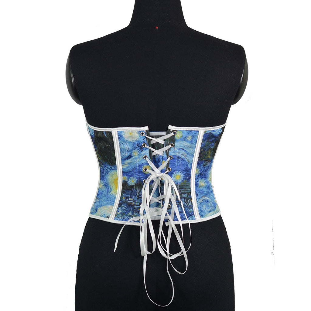 Sun and moon print European and American women fishbone corset women corset court French style