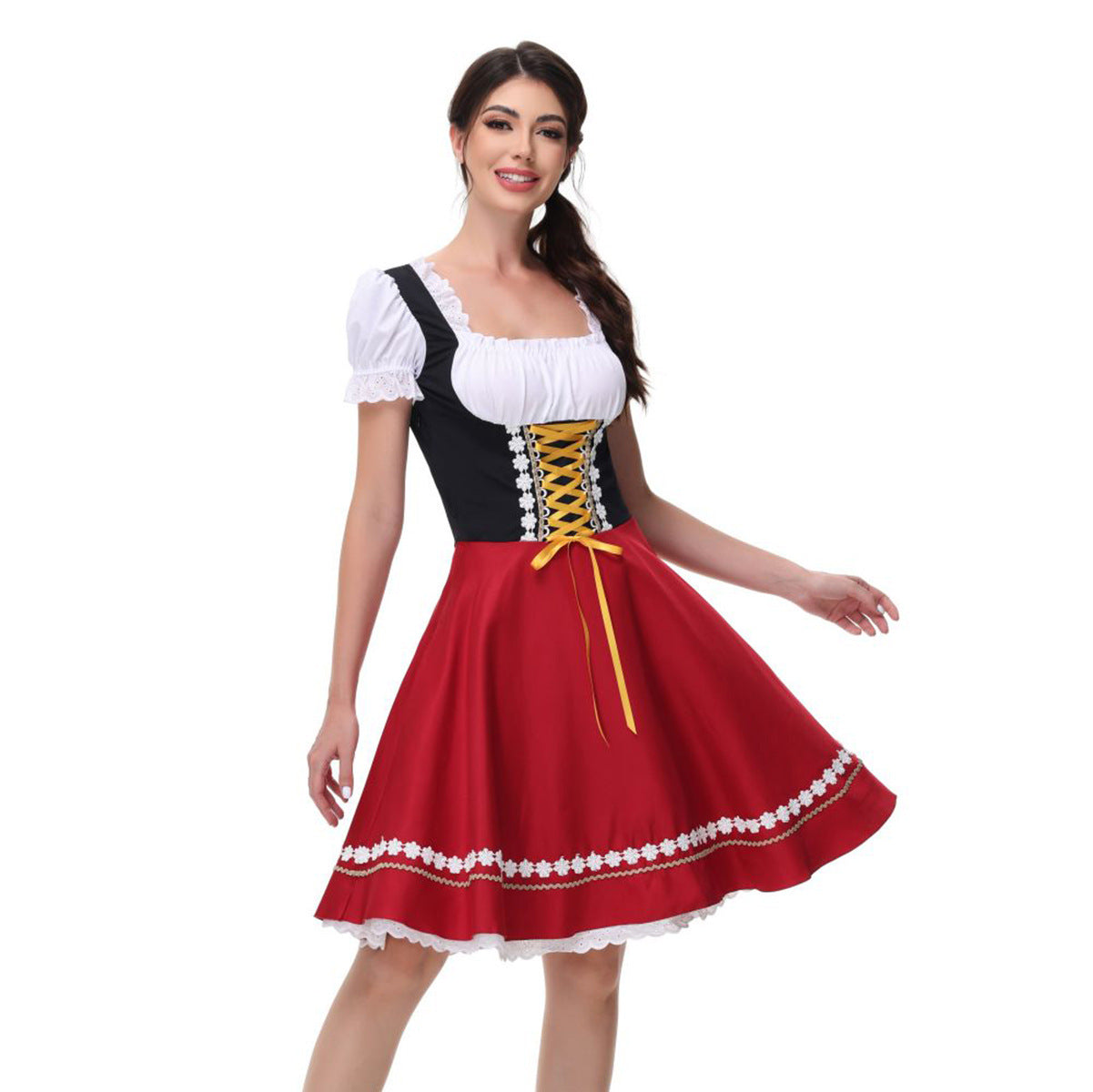 Beaded Love Halloween Beer Girl Bodysuit Dress for Women, Sexy Costume with Corset Style, Maid Outfit