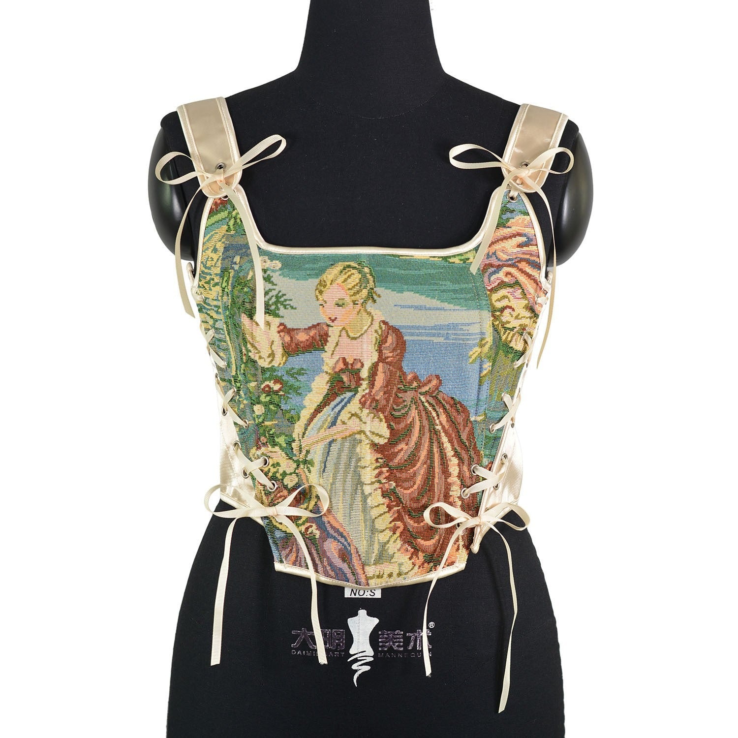 Oil painting fishbone back strap corset girdle retro corset for outer wear
