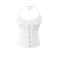 New Women's Fashion Solid Color Satin Boned Adjustable Strap Corset Top