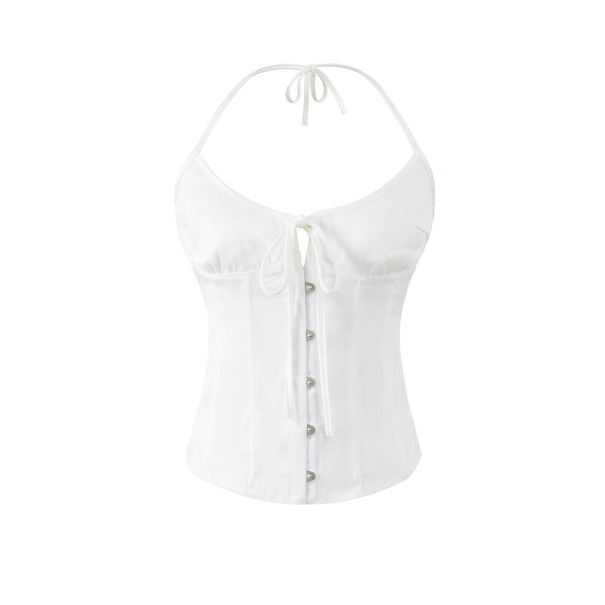 New Women's Fashion Solid Color Satin Boned Adjustable Strap Corset Top