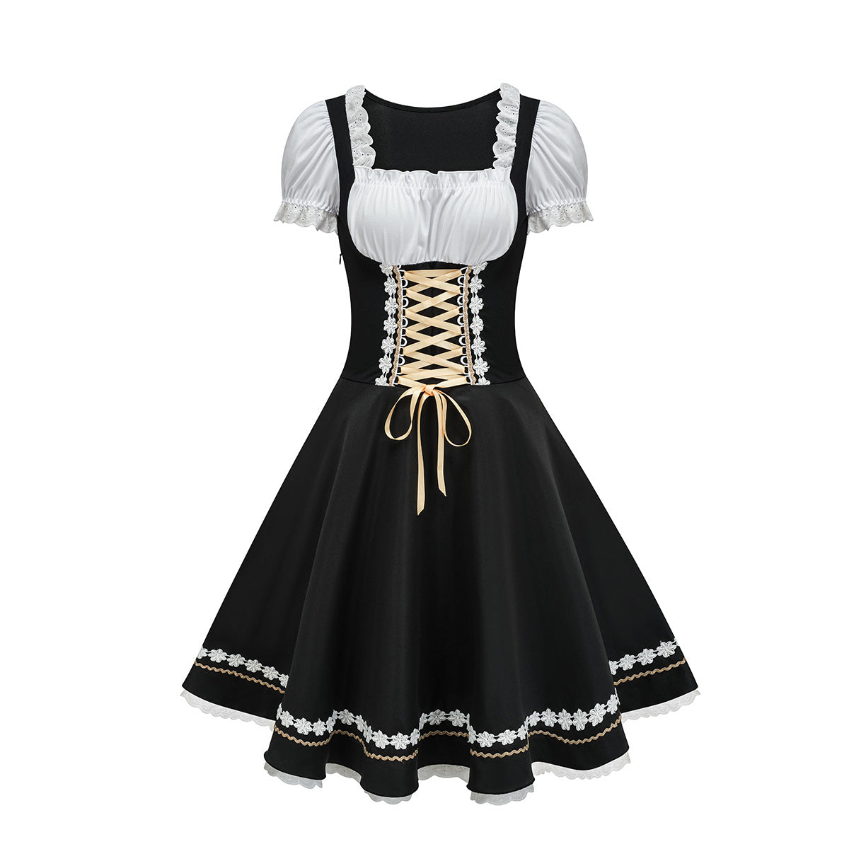 Beaded Love Halloween Beer Girl Bodysuit Dress for Women, Sexy Costume with Corset Style, Maid Outfit