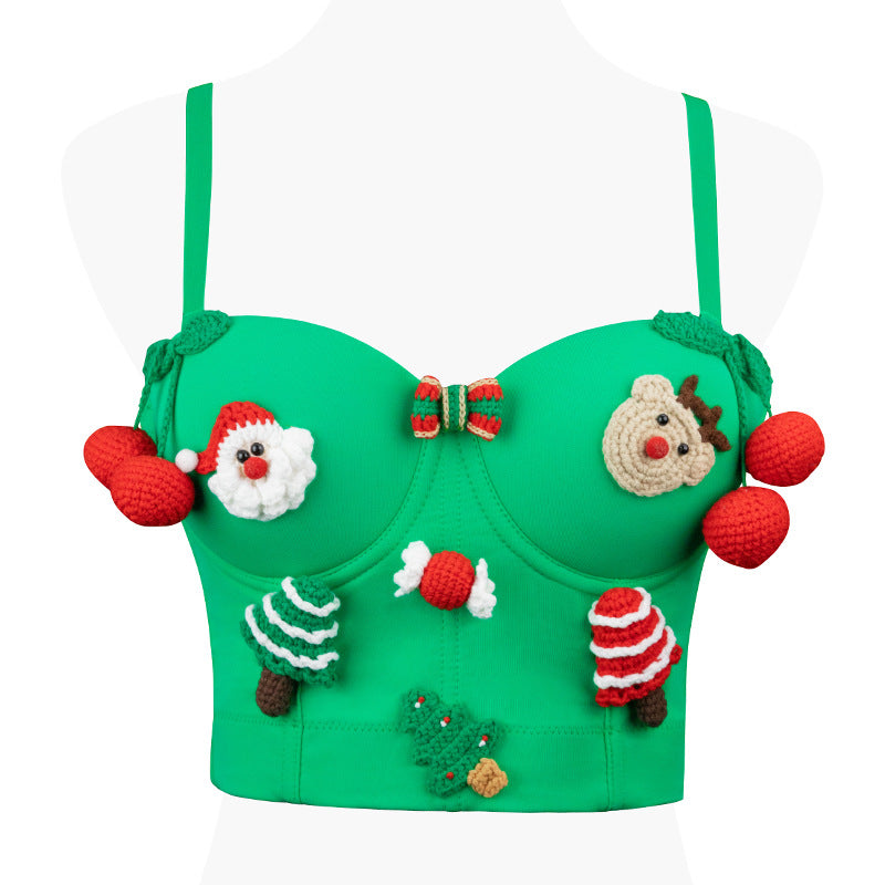 Christmas Bralette Spicy Girl Pure Desire Style Boned Corset Backless Bra