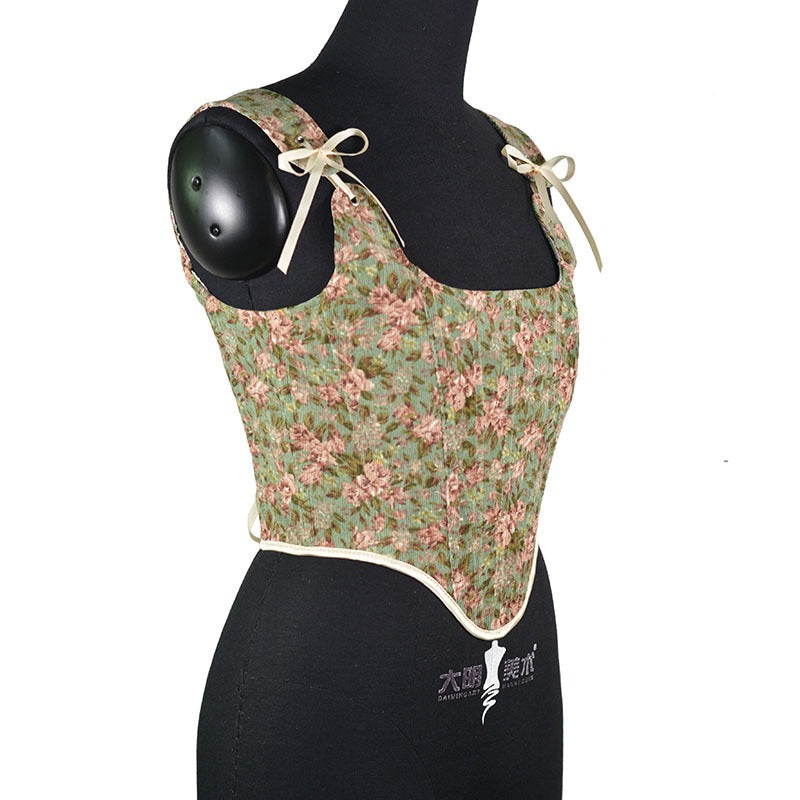 Corduroy European and American outerwear fishbone corset women corset court French style
