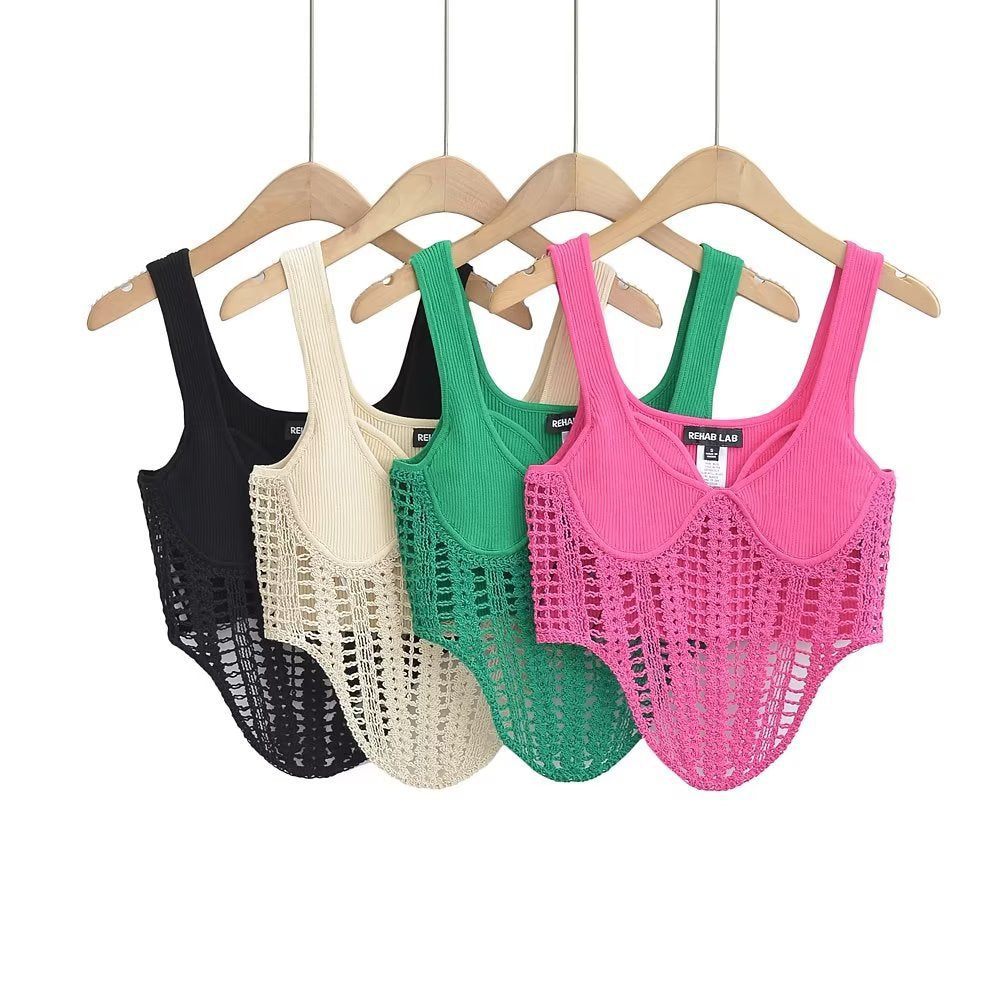 Hollow waist knitted corset
