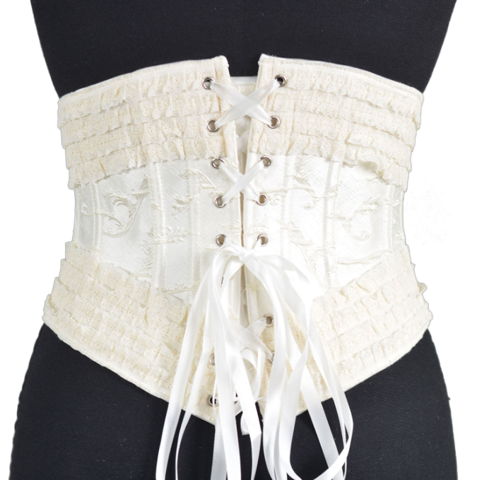 Milky white 5 button fishbone corset European and American corset outer wear court belly belt