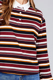 Ladies fashion long sleeve multi striped dty brushed shirts