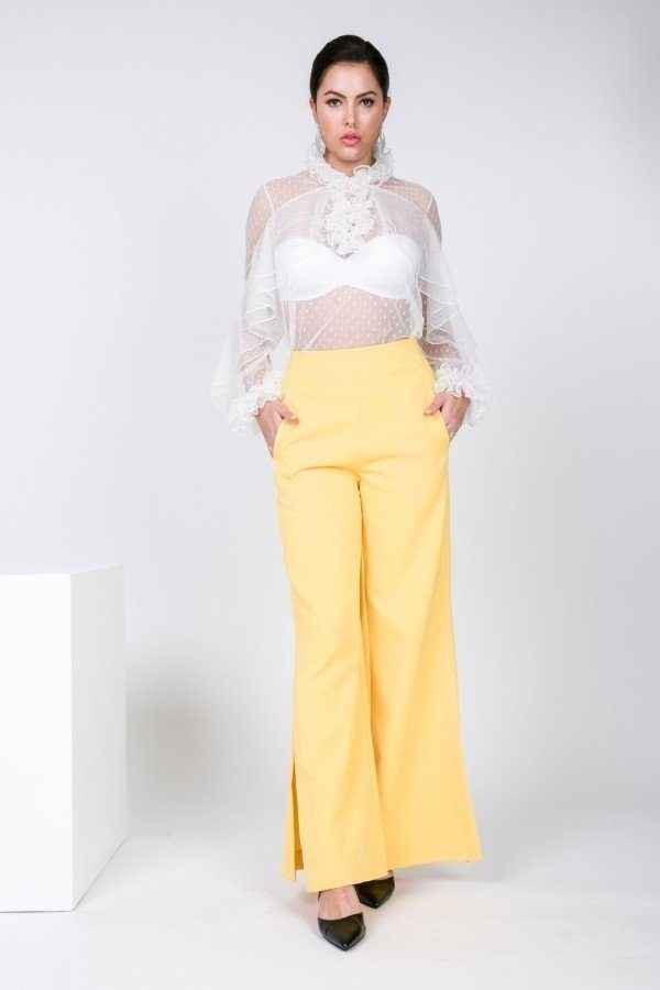 Side Slit Detail Wide Leg Pants – multicolor, fashion, women style