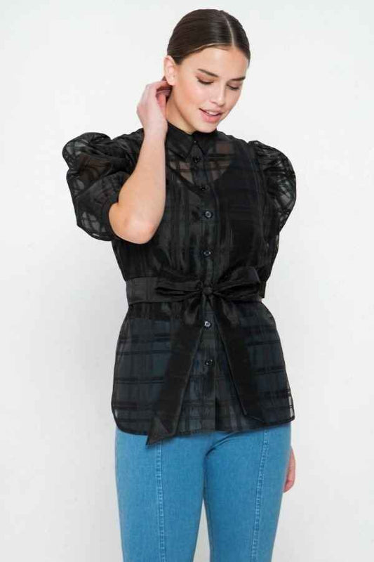 Sale - A See-thru Mini Length Organza Top – On Sale Now